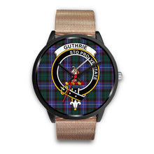 Load image into Gallery viewer, Guthrie Modern Clans ,Brown Leather watch, leather steel watch, tartan watch, tartan watches, clan watch, scotland watch, merry christmas, cyber Monday, halloween, black Friday