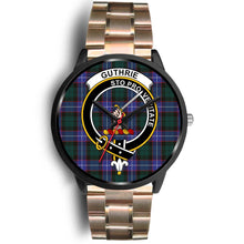 Load image into Gallery viewer, Guthrie Modern Clans ,Black Leather watch, leather steel watch, tartan watch, tartan watches, clan watch, scotland watch, merry christmas, cyber Monday, halloween, black Friday