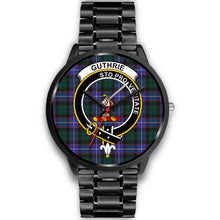 Load image into Gallery viewer, Guthrie Modern Clans ,Black Metal Link watch, leather steel watch, tartan watch, tartan watches, clan watch, scotland watch, merry christmas, cyber Monday, halloween, black Friday