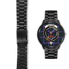 Load image into Gallery viewer, Guthrie Modern Clans ,Black Leather watch, leather steel watch, tartan watch, tartan watches, clan watch, scotland watch, merry christmas, cyber Monday, halloween, black Friday