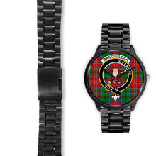 Load image into Gallery viewer, MacCulloch Clans ,Black Leather watch, leather steel watch, tartan watch, tartan watches, clan watch, scotland watch, merry christmas, cyber Monday, halloween, black Friday