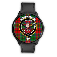 Load image into Gallery viewer, MacCulloch Clans ,Black Metal Mesh watch, leather steel watch, tartan watch, tartan watches, clan watch, scotland watch, merry christmas, cyber Monday, halloween, black Friday