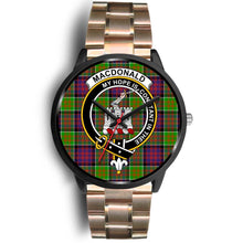 Load image into Gallery viewer, MacDonald Of Clan Ranald Clans ,Black Leather watch, leather steel watch, tartan watch, tartan watches, clan watch, scotland watch, merry christmas, cyber Monday, halloween, black Friday