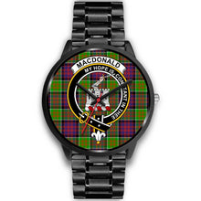 Load image into Gallery viewer, MacDonald Of Clan Ranald Clans ,Black Metal Link watch, leather steel watch, tartan watch, tartan watches, clan watch, scotland watch, merry christmas, cyber Monday, halloween, black Friday