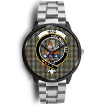 Load image into Gallery viewer, Haig Check Clans ,Black Metal Link watch, leather steel watch, tartan watch, tartan watches, clan watch, scotland watch, merry christmas, cyber Monday, halloween, black Friday