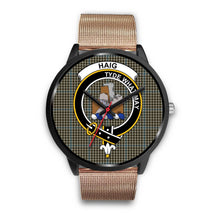 Load image into Gallery viewer, Haig Check Clans ,Brown Leather watch, leather steel watch, tartan watch, tartan watches, clan watch, scotland watch, merry christmas, cyber Monday, halloween, black Friday