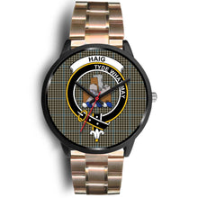 Load image into Gallery viewer, Haig Check Clans ,Black Leather watch, leather steel watch, tartan watch, tartan watches, clan watch, scotland watch, merry christmas, cyber Monday, halloween, black Friday