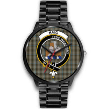 Load image into Gallery viewer, Haig Check Clans ,Black Metal Link watch, leather steel watch, tartan watch, tartan watches, clan watch, scotland watch, merry christmas, cyber Monday, halloween, black Friday