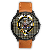 Load image into Gallery viewer, Haig Check Clans ,Pink Leather watch, leather steel watch, tartan watch, tartan watches, clan watch, scotland watch, merry christmas, cyber Monday, halloween, black Friday