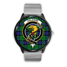 Load image into Gallery viewer, Haldane Clans ,Rose Gold Metal Link watch, leather steel watch, tartan watch, tartan watches, clan watch, scotland watch, merry christmas, cyber Monday, halloween, black Friday