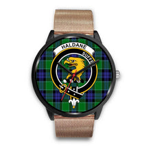 Load image into Gallery viewer, Haldane Clans ,Brown Leather watch, leather steel watch, tartan watch, tartan watches, clan watch, scotland watch, merry christmas, cyber Monday, halloween, black Friday
