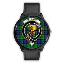 Load image into Gallery viewer, Haldane Clans ,Black Metal Mesh watch, leather steel watch, tartan watch, tartan watches, clan watch, scotland watch, merry christmas, cyber Monday, halloween, black Friday