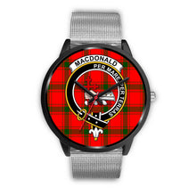 Load image into Gallery viewer, MacDonald Of Sleat Clans ,Rose Gold Metal Link watch, leather steel watch, tartan watch, tartan watches, clan watch, scotland watch, merry christmas, cyber Monday, halloween, black Friday