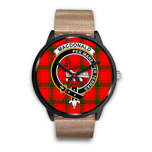 Load image into Gallery viewer, MacDonald Of Sleat Clans ,Brown Leather watch, leather steel watch, tartan watch, tartan watches, clan watch, scotland watch, merry christmas, cyber Monday, halloween, black Friday