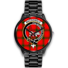 Load image into Gallery viewer, MacDonald Of Sleat Clans ,Black Metal Link watch, leather steel watch, tartan watch, tartan watches, clan watch, scotland watch, merry christmas, cyber Monday, halloween, black Friday
