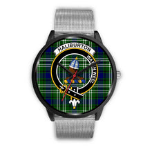 Load image into Gallery viewer, Haliburton Clans ,Rose Gold Metal Link watch, leather steel watch, tartan watch, tartan watches, clan watch, scotland watch, merry christmas, cyber Monday, halloween, black Friday