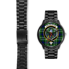 Load image into Gallery viewer, Haliburton Clans ,Black Leather watch, leather steel watch, tartan watch, tartan watches, clan watch, scotland watch, merry christmas, cyber Monday, halloween, black Friday