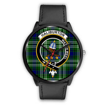 Load image into Gallery viewer, Haliburton Clans ,Black Metal Mesh watch, leather steel watch, tartan watch, tartan watches, clan watch, scotland watch, merry christmas, cyber Monday, halloween, black Friday