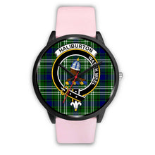 Load image into Gallery viewer, Haliburton Clans ,Silver Metal Link watch, leather steel watch, tartan watch, tartan watches, clan watch, scotland watch, merry christmas, cyber Monday, halloween, black Friday