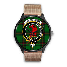 Load image into Gallery viewer, Halkerston Clans ,Brown Leather watch, leather steel watch, tartan watch, tartan watches, clan watch, scotland watch, merry christmas, cyber Monday, halloween, black Friday