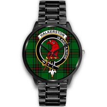 Load image into Gallery viewer, Halkerston Clans ,Black Metal Link watch, leather steel watch, tartan watch, tartan watches, clan watch, scotland watch, merry christmas, cyber Monday, halloween, black Friday