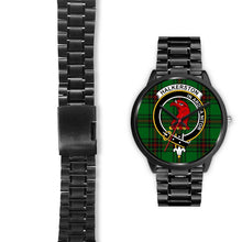 Load image into Gallery viewer, Halkerston Clans ,Black Leather watch, leather steel watch, tartan watch, tartan watches, clan watch, scotland watch, merry christmas, cyber Monday, halloween, black Friday