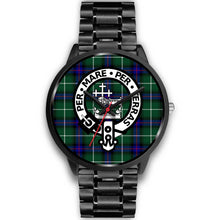 Load image into Gallery viewer, MacDonald Of The Isles Clans ,Black Metal Link watch, leather steel watch, tartan watch, tartan watches, clan watch, scotland watch, merry christmas, cyber Monday, halloween, black Friday