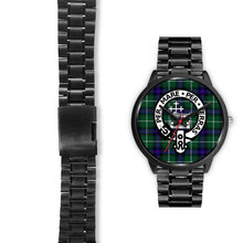 Load image into Gallery viewer, MacDonald Of The Isles Clans ,Black Leather watch, leather steel watch, tartan watch, tartan watches, clan watch, scotland watch, merry christmas, cyber Monday, halloween, black Friday