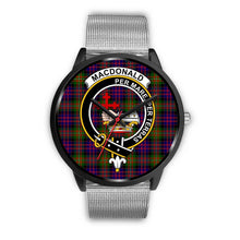 Load image into Gallery viewer, MacDonald Clans ,Rose Gold Metal Link watch, leather steel watch, tartan watch, tartan watches, clan watch, scotland watch, merry christmas, cyber Monday, halloween, black Friday