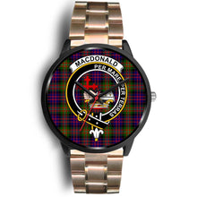 Load image into Gallery viewer, MacDonald Clans ,Black Leather watch, leather steel watch, tartan watch, tartan watches, clan watch, scotland watch, merry christmas, cyber Monday, halloween, black Friday