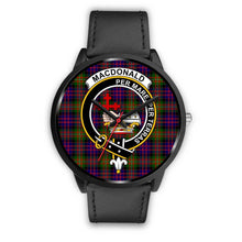 Load image into Gallery viewer, MacDonald Clans ,Black Metal Mesh watch, leather steel watch, tartan watch, tartan watches, clan watch, scotland watch, merry christmas, cyber Monday, halloween, black Friday