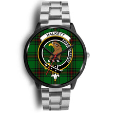 Load image into Gallery viewer, Halkett Clans ,Black Metal Link watch, leather steel watch, tartan watch, tartan watches, clan watch, scotland watch, merry christmas, cyber Monday, halloween, black Friday