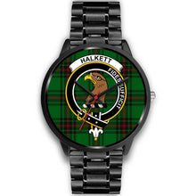 Load image into Gallery viewer, Halkett Clans ,Black Metal Link watch, leather steel watch, tartan watch, tartan watches, clan watch, scotland watch, merry christmas, cyber Monday, halloween, black Friday