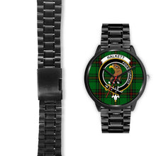 Load image into Gallery viewer, Halkett Clans ,Black Leather watch, leather steel watch, tartan watch, tartan watches, clan watch, scotland watch, merry christmas, cyber Monday, halloween, black Friday
