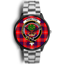 Load image into Gallery viewer, Hamilton Modern Clans ,Black Metal Link watch, leather steel watch, tartan watch, tartan watches, clan watch, scotland watch, merry christmas, cyber Monday, halloween, black Friday