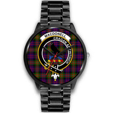 Load image into Gallery viewer, MacDonnell Clans ,Black Metal Link watch, leather steel watch, tartan watch, tartan watches, clan watch, scotland watch, merry christmas, cyber Monday, halloween, black Friday
