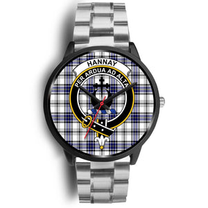Hannay Clans ,Black Metal Link watch, leather steel watch, tartan watch, tartan watches, clan watch, scotland watch, merry christmas, cyber Monday, halloween, black Friday