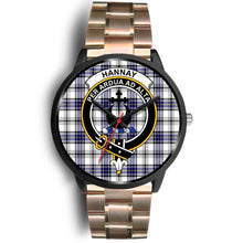 Load image into Gallery viewer, Hannay Clans ,Black Leather watch, leather steel watch, tartan watch, tartan watches, clan watch, scotland watch, merry christmas, cyber Monday, halloween, black Friday