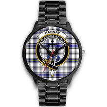 Load image into Gallery viewer, Hannay Clans ,Black Metal Link watch, leather steel watch, tartan watch, tartan watches, clan watch, scotland watch, merry christmas, cyber Monday, halloween, black Friday