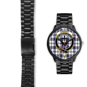Hannay Clans ,Black Leather watch, leather steel watch, tartan watch, tartan watches, clan watch, scotland watch, merry christmas, cyber Monday, halloween, black Friday