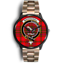 Load image into Gallery viewer, MacDougall Clans ,Black Leather watch, leather steel watch, tartan watch, tartan watches, clan watch, scotland watch, merry christmas, cyber Monday, halloween, black Friday