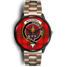 Load image into Gallery viewer, MacDowall Clans ,Black Leather watch, leather steel watch, tartan watch, tartan watches, clan watch, scotland watch, merry christmas, cyber Monday, halloween, black Friday