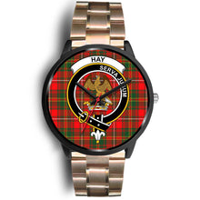 Load image into Gallery viewer, Hay Modern Clans ,Brown Leather watch, leather steel watch, tartan watch, tartan watches, clan watch, scotland watch, merry christmas, cyber Monday, halloween, black Friday