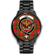 Load image into Gallery viewer, Hay Modern Clans ,Black Metal Link watch, leather steel watch, tartan watch, tartan watches, clan watch, scotland watch, merry christmas, cyber Monday, halloween, black Friday
