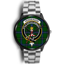 Load image into Gallery viewer, Henderson Modern Clans ,Black Metal Link watch, leather steel watch, tartan watch, tartan watches, clan watch, scotland watch, merry christmas, cyber Monday, halloween, black Friday