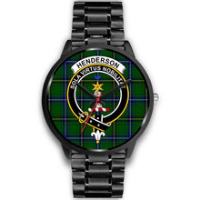 Load image into Gallery viewer, Henderson Modern Clans ,Black Metal Link watch, leather steel watch, tartan watch, tartan watches, clan watch, scotland watch, merry christmas, cyber Monday, halloween, black Friday