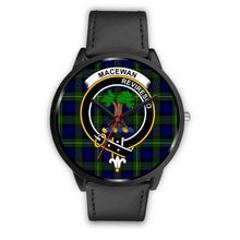 Load image into Gallery viewer, MacEwan Clans ,Black Metal Mesh watch, leather steel watch, tartan watch, tartan watches, clan watch, scotland watch, merry christmas, cyber Monday, halloween, black Friday