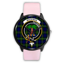 Load image into Gallery viewer, MacEwan Clans ,Silver Metal Link watch, leather steel watch, tartan watch, tartan watches, clan watch, scotland watch, merry christmas, cyber Monday, halloween, black Friday