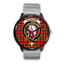 Load image into Gallery viewer, Hepburn Clans ,Rose Gold Metal Link watch, leather steel watch, tartan watch, tartan watches, clan watch, scotland watch, merry christmas, cyber Monday, halloween, black Friday