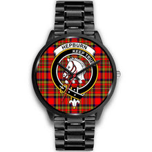 Load image into Gallery viewer, Hepburn Clans ,Black Metal Link watch, leather steel watch, tartan watch, tartan watches, clan watch, scotland watch, merry christmas, cyber Monday, halloween, black Friday